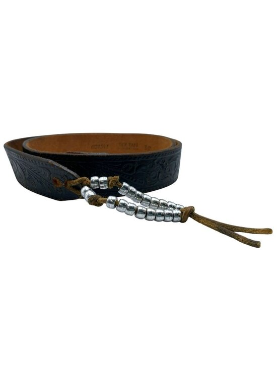 Tex Tan Accessories - Vintage Tex Tan Belt Cowhide Leather Black Floral Tooling Texas Marked! 36-32"